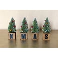 thumbnail image 3 of Xmas Block Set Bottle Brush Trees W Ornaments Small Tabletop Centerpiece Desk Shelf Mantel Fireplace Christmas Ornaments Decoration 5" H, 3 of 7