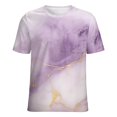 thumbnail image 5 of Marble Blue Greene Purple And Gold Stripes Women's Short Sleeve Tops Casual Blouses T Shirt, 5 of 6
