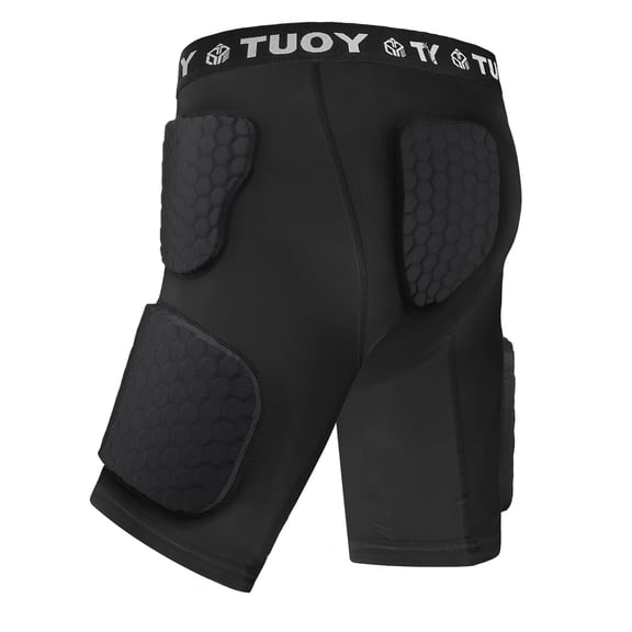 TUOY Men's Padded Compression Shorts 5 Pads Football Girdle for Football Baseball