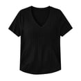thumbnail image 5 of Naotn Summer Ribbed Tops for Women Fashion Casual V Neck Short Sleeve Shirts Trendy Holiday Tunic Blouses, 5 of 7