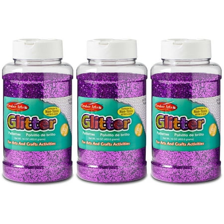 UPC: 0194629004348 | Charles Leonard Creative Arts Glitter 1 lb. Bottle Purple Pack of 3