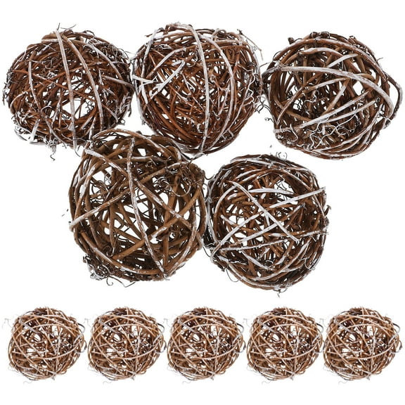 NIAIZEK 10Pcs Natural Brown Rattan Balls Decorative Bowl Fillers for Home Centerpiece Accents