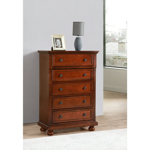 Glory Furniture Meade 5 Drawer Chest in Cherry