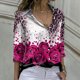 thumbnail image 2 of Camisa de manga larga estampada con cuello vuelto informal con botones para mujer a la moda Fridja  czfsfas4205, 2 of 8