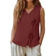 thumbnail image 6 of TGSLY Women's Casual Cotton Linen Tank Tops Trendy V Neck Wrap Solid Color Vest Lightweight Soft Tie Front Sleeveless Shirts XL, 6 of 8