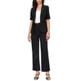 thumbnail image 2 of INSPIRE CHIC Blazer for Women's Short Sleeve Lapel Open Front Business Work Casual Suit Jackets with Pockets M Black, 2 of 6