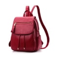 thumbnail image 1 of Women PU Backpack Large Capacity Travel Organizer Large School Solid Color Causal Adjustable Handbag Rucksack Tote Shoulder Bag Wine Red, 1 of 8