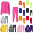 thumbnail image 2 of QATAINLAV Lounge Sets for Women Full Zip Hooded Sweatshirt and Jogging Pants 2 Piece Outfits Solid Color Jacket Matching Pants Sweatsuit with Pockets Green M, 2 of 9