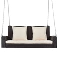 thumbnail image 2 of Resenkos 2-Person Wicker Hanging Porch Swing with Chains, Cushion, Pillow, 2 of 9