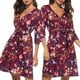 thumbnail image 1 of Vestido floral Yinane corto con cuello en V manga 3/4 con pretina, 1 of 8