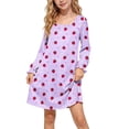 thumbnail image 2 of MKOSPLRT Nightgowns Silk Satin Pajama Dress for 5-15 Years Long Sleeve Sleepwear Soft Princess Cute Print Night Dress Wedding Party Casual Wear, 2 of 9