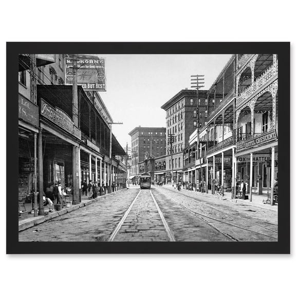 St Charles Street 1900 New Orleans A4 Artwork Framed Wall Art Print