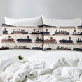 thumbnail image 3 of Erosebridal Retro Train Fitted Sheet Queen, Cute Vehicle Print Bedding Set Queen Size, Teens 3-Piece, 3 of 6