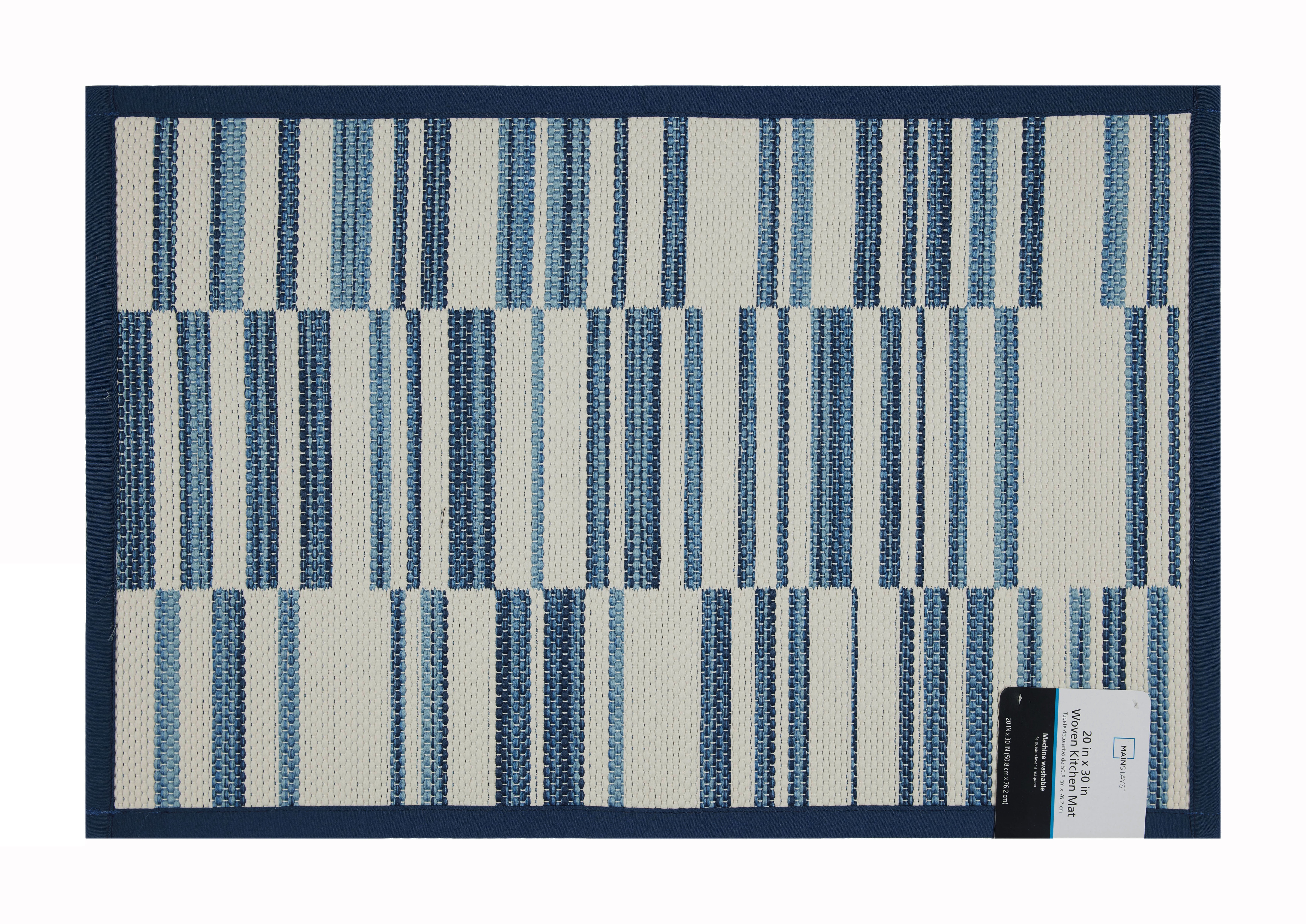 (2 pack) Mainstays Broken Stripe Kitchen Rug - 20" x 30" - 80% Polypropylene/ 20% Polyester - Tonal Blue