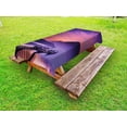 thumbnail image 1 of Landscape Outdoor Tablecloth, Asian Seashore in Nantou Taiwan Majestic Cloudy Sky Scenery Lake Boats Mountain, Decorative Washable Fabric Picnic Tablecloth, 58 X 104 Inches, Pink Purple, by Ambesonne, 1 of 2
