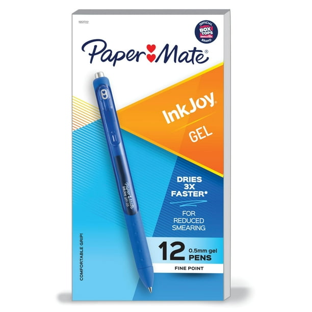 Bolígrafo de gel Paper Mate InkJoy Fine Point azul oscuro x12