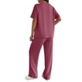 thumbnail image 4 of Ekouaer Lounge Sets for Women 2 Piece Matching Travel Outfits 2026 Loose Short Sleeve Top Wide Leg Pants Pockets, 4 of 6