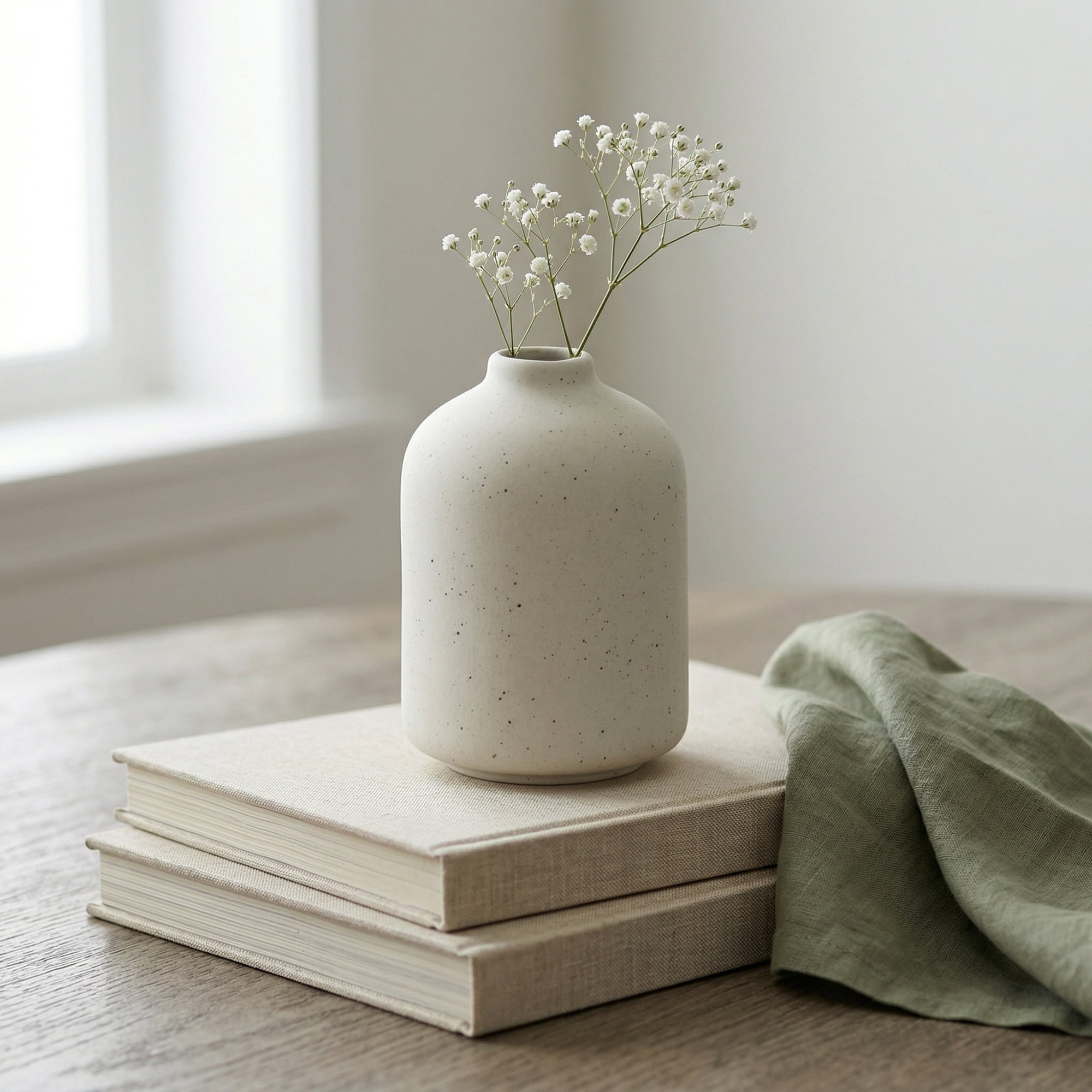 Unique Bargains Tiny Ceramic Bud Small Decorative Flower Vase Beige 2.8"L x 2.8"W x 3.9"H