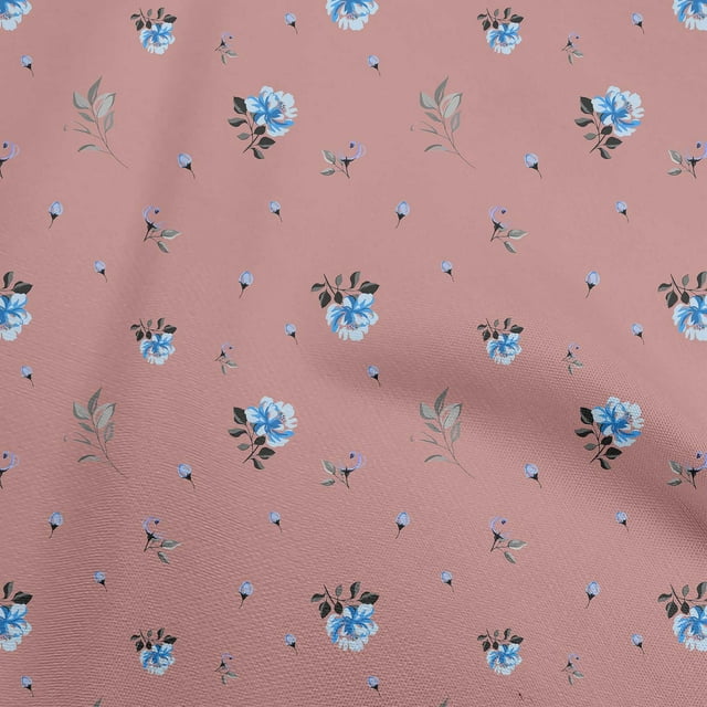 oneOone Velvet Pink Fabric Floral Craft Projects Decor Fabric Printed By The Yard 58 Inch Wide