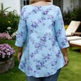 thumbnail image 6 of Craaazy Women's Plus Size Floral Print 3/4 Sleeve Crewneck T-Shirt - Casual Curved Hem Top Comfort & Style for Everyday Wear Gifts, 6 of 7
