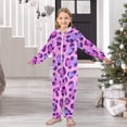 thumbnail image 6 of Purple Leopard Print Pattern One Piece Pajamas Soft Jumpsuit Cozy Sleep and Play Romper Zipper and Pockets 4T, 6 of 8