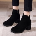 thumbnail image 2 of NECHOLOGY Botas Mujer Adulto Femenino Zapatos Botines para mujer Moda Otoño e Invierno Botines de mujer Tacón grueso Color sólido Gamuza Cremallera lateral Cómodo Estilo simple (Black, 8), 2 of 7