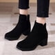 thumbnail image 2 of NECHOLOGY Botas Mujer Adulto Femenino Zapatos Botines para mujer Moda Otoño e Invierno Botines de mujer Tacón grueso Color sólido Gamuza Cremallera lateral Cómodo Estilo simple (Black, 7.5), 2 of 7