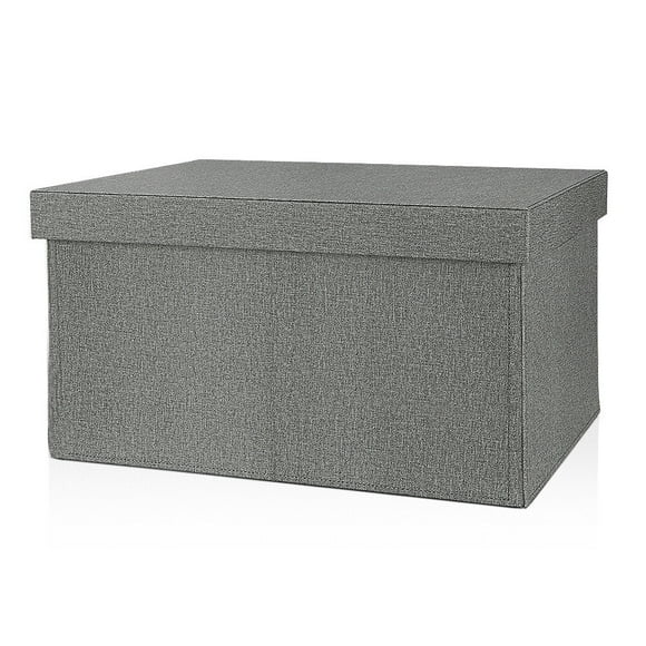 KINGFOM PU Leather Storage Box Bin with Lid, Laundry Organizer, Blanket Storage Box, Clothes Storage Box, Container for Office Home Closet, Clothes, Books , Baby Products, Toys, Sundries(Linen Gray)