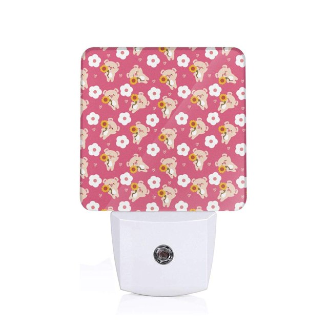 Fotbe Piggy Sunflower Luz Nocturna LED, Luz de Noche con Sensor de Luz Natural de Anochecer a Amanecer, Se Enchufa a la Pared, Blanco Cálido 0.5W-US