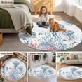 thumbnail image 6 of Coastal Jellyfish Round Area Rug 4ft, Summer Beach Nautical Ocean Coral Seahorse Washable Non-Slip Circle Rugs for Bedroom Living Room Kitchen, Soft Non Shedding Circle Carpet for Dining Room Dorm, 6 of 9
