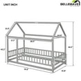 Bellemave Twin Floor Bed for Kids, Wood Twin Size House Bed Frame with Fence, Montessori Toddler