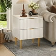 thumbnail image 6 of Ataucjin Fluted Nightstand with Charging Station & 2 Drawers, Gold & Wood Bedside Table with USB Ports & Outlets, Small Side Table for Bedroom, Apartment, 6 of 8