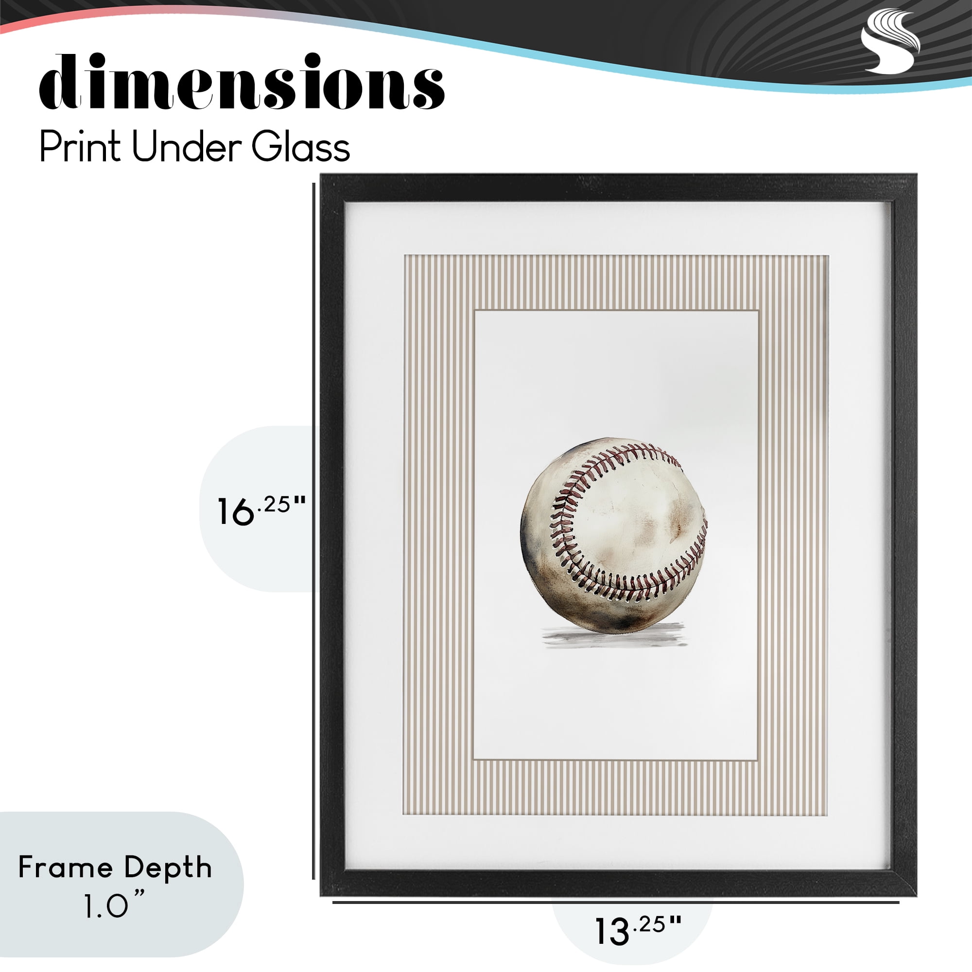 Stupell Industries Vintage Sports Baseball Black Framed Print Under Glass, design by Christine Simpson Art