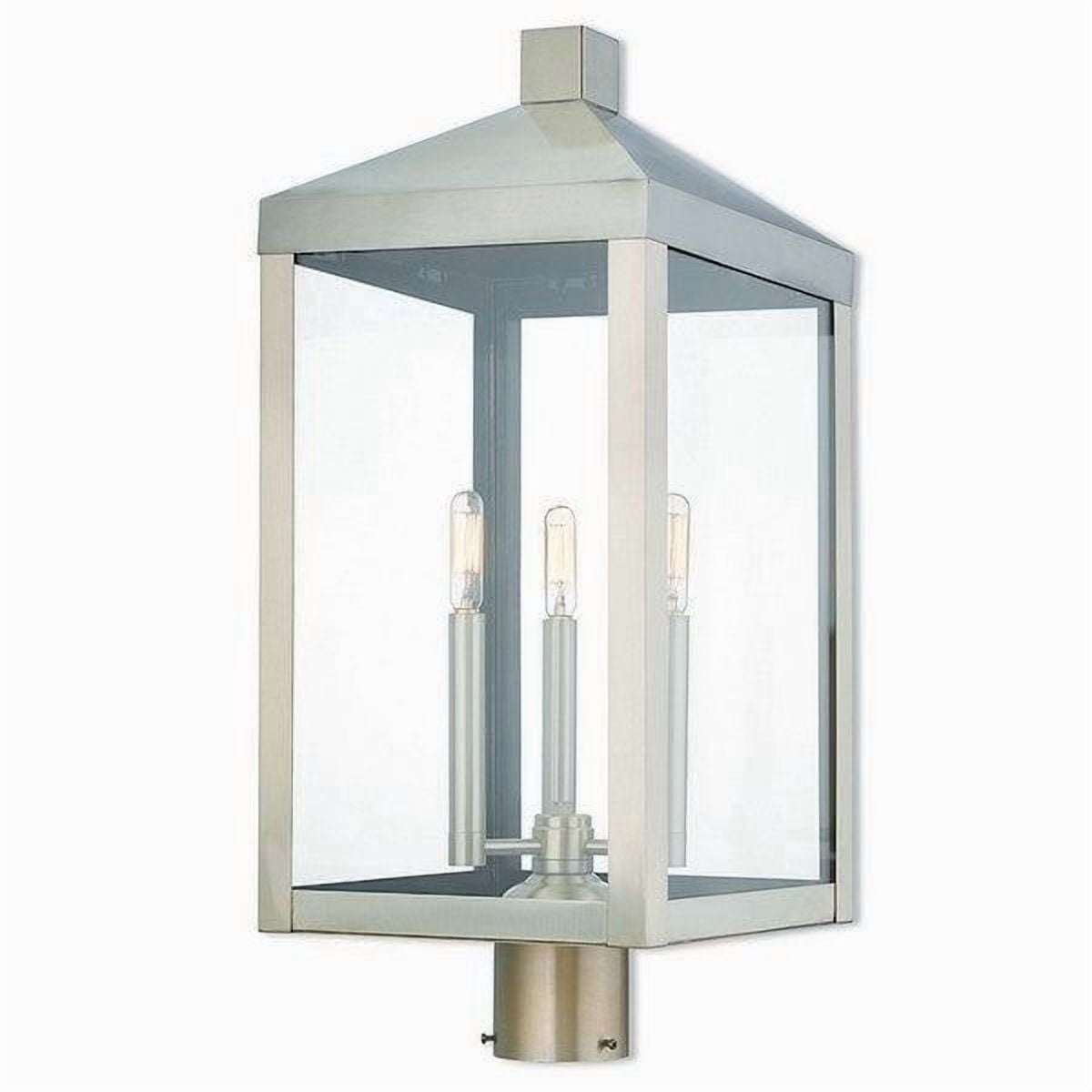 Livex Lighting Nyack 3 Light Outdoor Post Lantern in Nickel