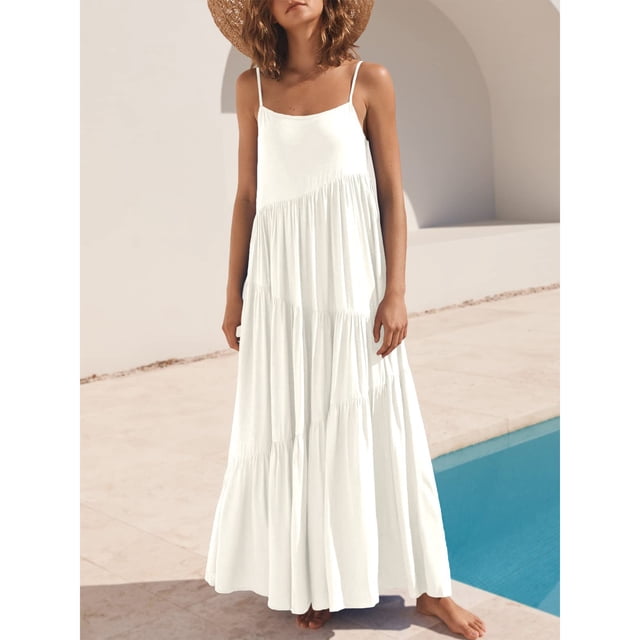 Vestido fruncido irregular, vestido informal de verano sin mangas para mujer, vestido largo sin mangas para mujer, fiel a su promesa