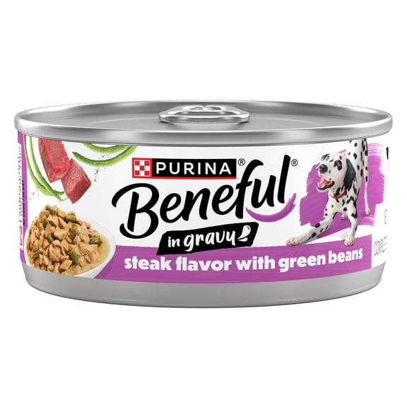Purina Beneful Steak Flavor with Green Beans Wet Dog Food in Gravy, 5.5 oz.