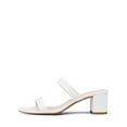 thumbnail image 2 of BURUDANI Women's Chunky Heel Sandals Two Strap Open Toe Low Block Dress Pumps Shoes WHITE/PU Size 8, 2 of 9