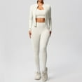 thumbnail image 2 of KHONTS Women 3 Piece Workout Sets High Waist Seamless Leggings Crop Tops Jacket Gym Yoga Outfit Stretchy Sports Bra Set White XL, 2 of 4