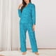 thumbnail image 2 of Fotbe Blue Glitter Conjunto de Pijama de Manga Larga para Mujer con Estampado, Ropa de Dormir de 2 Piezas, Conjunto de Casa Suave y Cómodo con Bolsillos-Small, 2 of 7