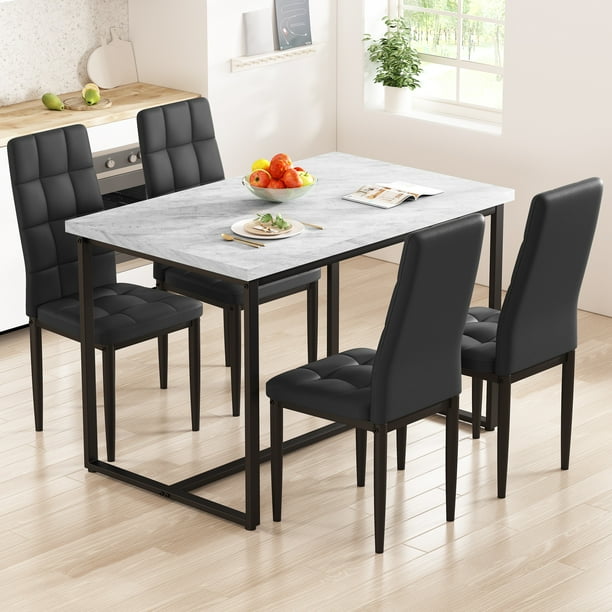 SEGMART 4-Person Dining Set with High-Back Upholstered Chairs