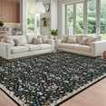 thumbnail image 2 of HOMERRY Large Area Rug 9' x 12' Rug for Living Room Washable Accent Floral Throw Indoor Floor Cover, Black, 2 of 5