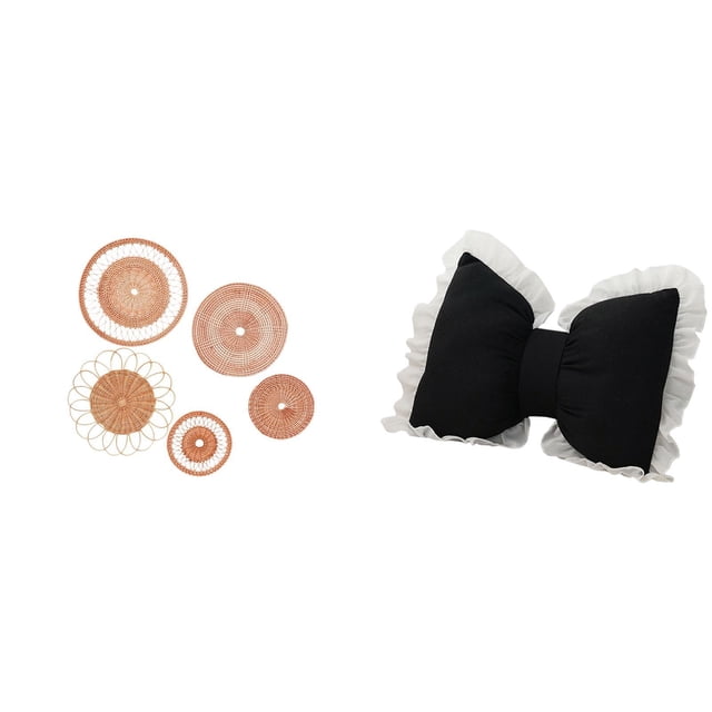 Juego de decoración de pared artesanal de ratán tejido, adorno colgante con forma de lazo, material PP, adecuado para sala de estar, dormitorio, ofici