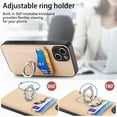 thumbnail image 6 of Allytechgroup Cards Holder Wallet Case for Apple iPhone 11, PU Leather Slim Fit Shell Vintage Cards Slots Ring Holder Stand Easy Grip Phone Case for iPhone 11, Khaki, 6 of 8