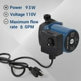 thumbnail image 2 of EastVita Hot Water Recirculating Pump | Cast Iron Circulation Pump for Rapid Hot Water & Floor Heating | 93W 110V, 3-Speed Control, 8 GPM Flow, Low Noise & Energy Saving, 2 of 6