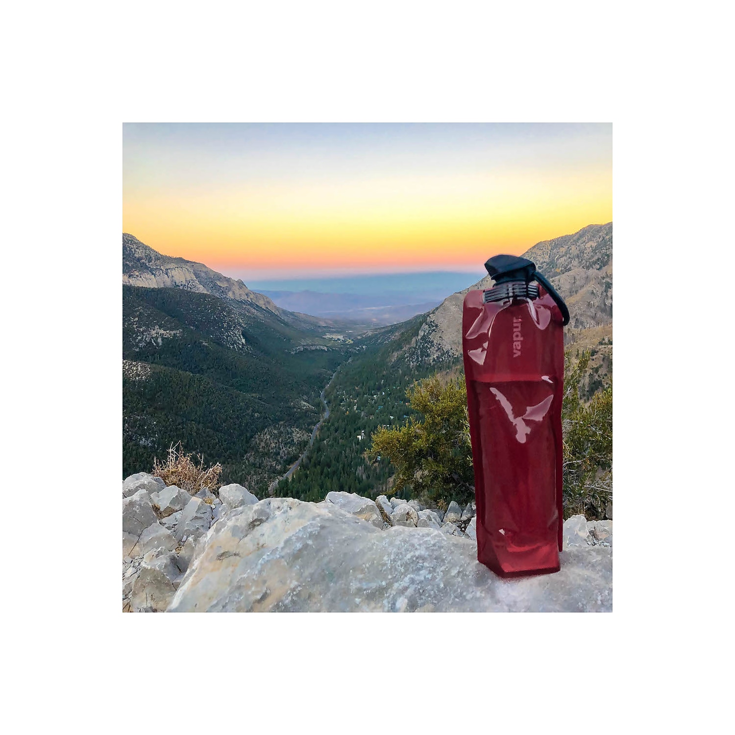 Vapur Anti-Bottle Collapsible Plastic Water Bottle 34 oz. Burgundy (10279)