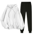 thumbnail image 2 of YOIAVAIOY Women Hoodie Sweatsuit Kangaroo Pocket Hooded Sweatshirt and Jogging Sweatpants Set Color Block Casual Running Hiking Tracksuit White XL, 2 of 5