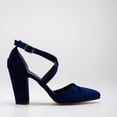 thumbnail image 1 of Sina - Tacones altos con tiras cruzadas altos con tiras cruzadas cruzados de terciopelo azul oscuro azul oscuro 26 CM, 1 of 5