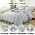 thumbnail image 2 of BedDecor 100% Egyptian Cotton Ruffle Trim Fringe Duvet Cover Set: Elegance with a Delicate Touch |California King/King, Silver, 2 of 5