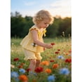 thumbnail image 4 of Happy Town Toddler Girl Clothes Infant Girl Sleeveless Ruffle Set Cute Bowknot Dress Top Shorts Outfits For Kids, 4 of 9