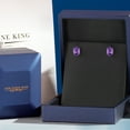 thumbnail image 5 of Gem Stone King 14K White Gold Purple Amethyst Double Notch Stud Earrings | 2.30 Cttw | Gemstone February Birthstone | Oval 8X6MM | Gold Earrings for Women Men, 5 of 6